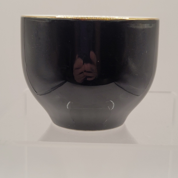 Vintage Japanese Sake Cup Black Gold Birds Floral - Picture 4 of 10